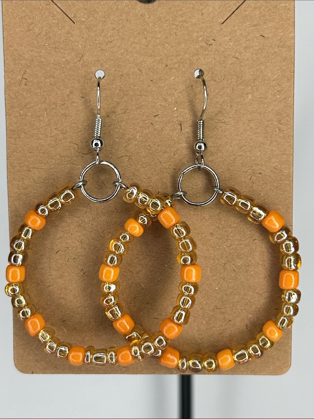 Orange Circle Beaded Dangle Earrings Fashion Jewelry